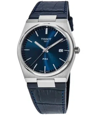 Pre-owned Tissot Prx Quartz Blue Dial Leather Strap Men's Watch T137.410.16.041.00