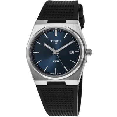 Tissot Prx Quartz Blue Dial Rubber Strap Men's Watch T137.410.17.041.00 In Black