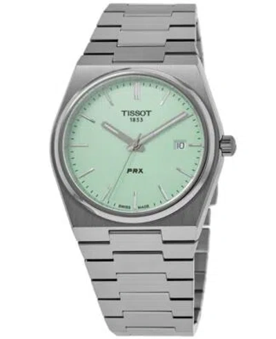 Pre-owned Tissot Prx Quartz Mint Green Dial Steel Men's Watch T137.410.11.091.01