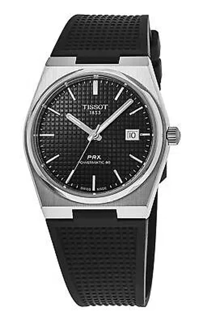 Pre-owned Tissot Prx T-classic Powermatic 80 Swiss Made Rubber Strap Black 100m Mens Watch