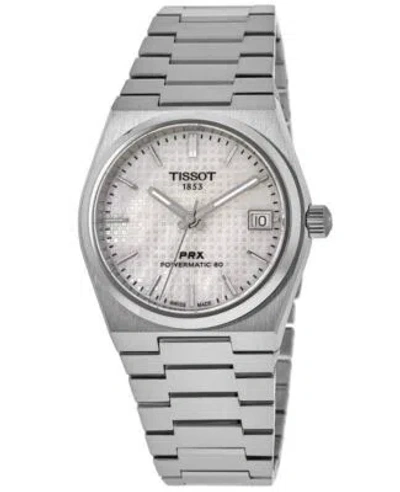 Pre-owned Tissot Prx T-classic Powermatic 80 White Mother Of Pearl Dial 100m Unisex Watch