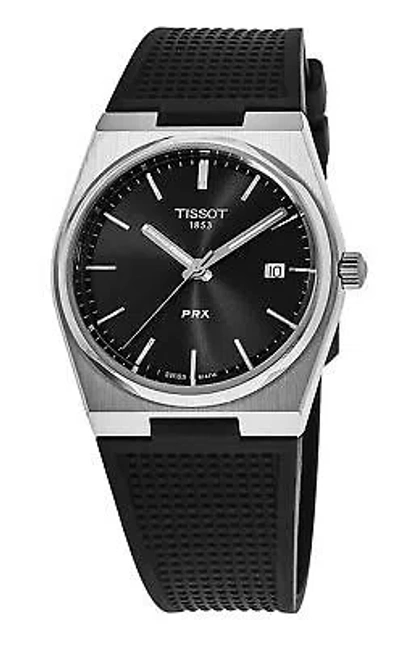 Pre-owned Tissot Prx T-classic Swiss Made Rubber Strap Black Dial Quartz 100m Mens Watch