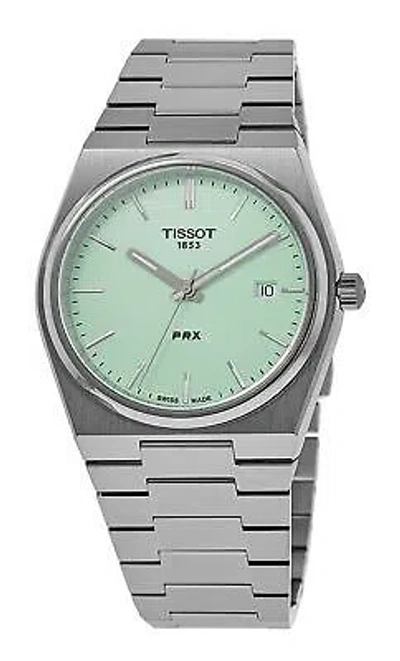 Pre-owned Tissot Prx T-classic Swiss Made Stainless Steel Green Dial 100m Unisex Watch