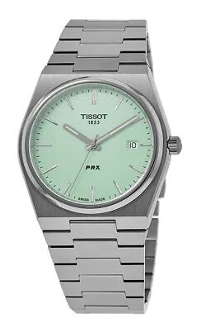 Pre-owned Tissot Prx T-classic Swiss Made Stainless Steel Green Dial 100m Unisex Watch