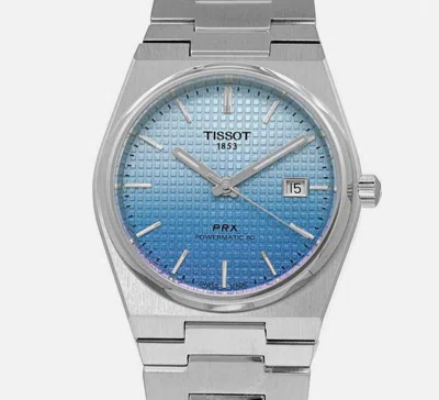 Pre-owned Tissot Prx T1374071135101 Powermatic 80 Automatic Watch Blue Dial Box & Papers