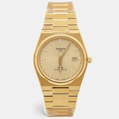 Pre-owned Tissot Prx T137.407.33.021.00 Champagne Dial Pvd Coated Stainless Steel Men's Wristwatch 40 Mm In Gold