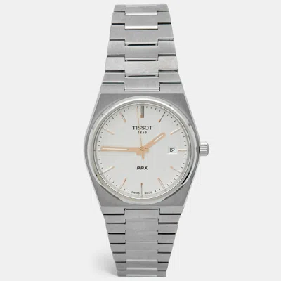 Pre-owned Tissot Prx T137.410.11.031.00 Silver Dial Stainless Steel Men's Wristwatch 40 Mm