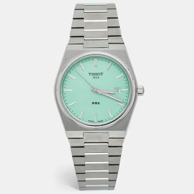 Pre-owned Tissot Prx T137.410.11.091.01 Light Green Dial Stainless Steel Men's Wristwatch 40 Mm