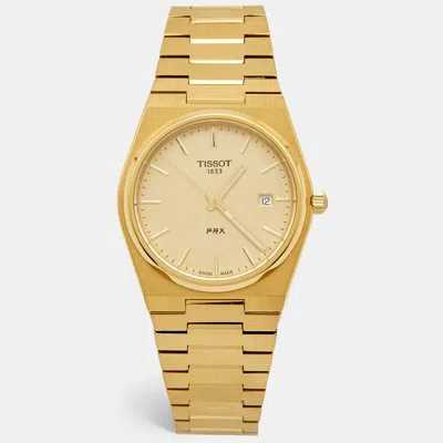 Pre-owned Tissot Prx T137.410.33.021.00 Champagne Dial Pvd Coated Stainless Steel Men's Wristwatch 40 Mm In Gold