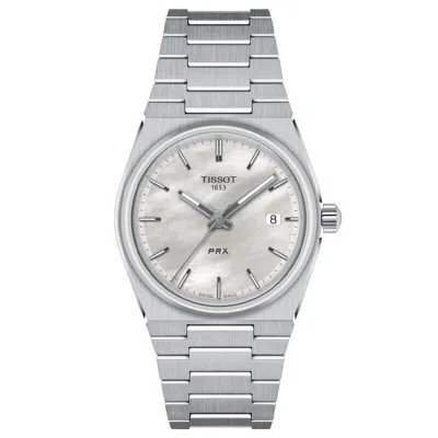 Pre-owned Tissot Prx White Mop 35mm Quartz Stainless Unisex Watch T137.210.11.111.00