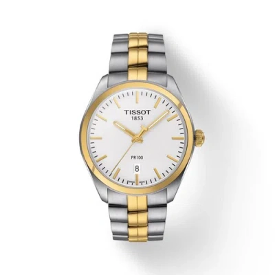 Pre-owned Tissot Quartz Silver Dial Two-tone Men's Watch T101.410.22.031.00