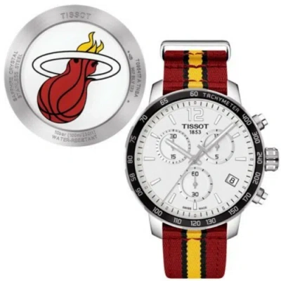 Pre-owned Tissot Quickster Miami Heat Nba Special Edition Silver Dial Watch T0954171703708