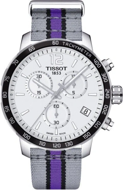 Pre-owned Tissot Quickster Sacramento Kings Chronograph Silver Men's Watch T0954171703735