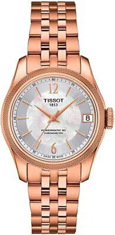 Pre-owned Tissot Rose Gold Womens Analogue Watch Ballade Powermatic 80 Cosc T1082083311700