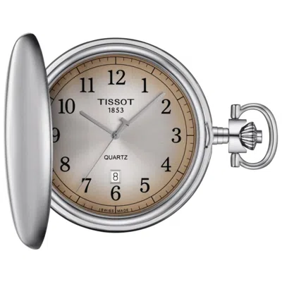 Tissot Savonnette Quartz Graded Brown Dial Steel Men's Pocket Watch T862.410.19.292.00