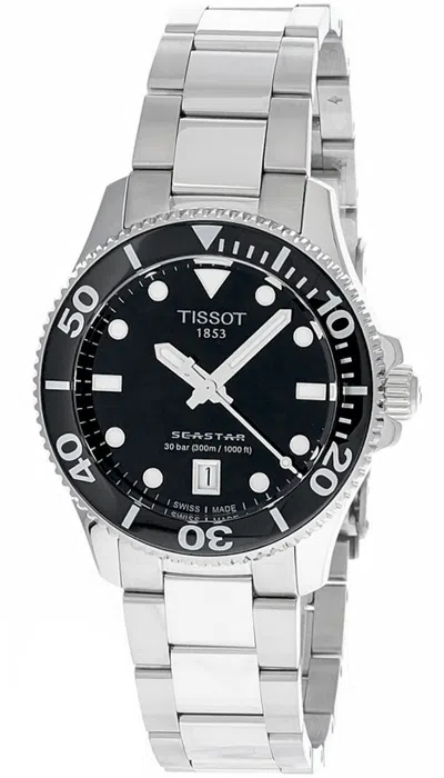 Pre-owned Tissot Seastar 1000 36mm Black Dial Ss Unisex Watch T120.210.11.051.00