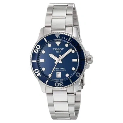 Pre-owned Tissot Seastar 1000 36mm Blue Dial Ss Unisex Watch T120.210.11.041.00