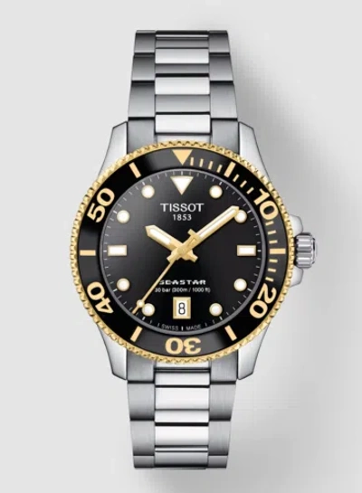 Pre-owned Tissot Seastar 1000 36mm Ss Black Dial Unisex Watch T120.210.21.051.00