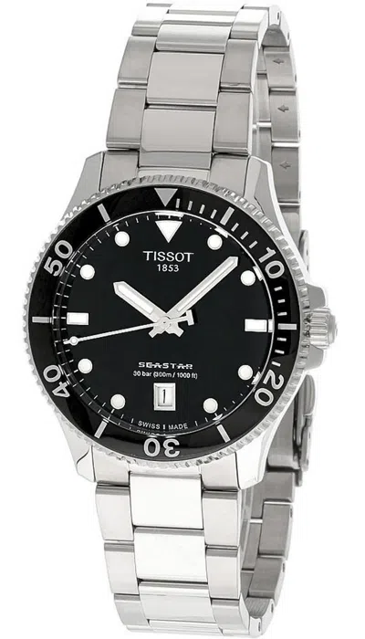 Pre-owned Tissot Seastar 1000 Black Dial 40mm Ss Men's Watch T120.410.11.051.00