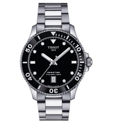 Pre-owned Tissot Seastar 1000 Black Dial Stainless Steel Men's Watch T1204101105100