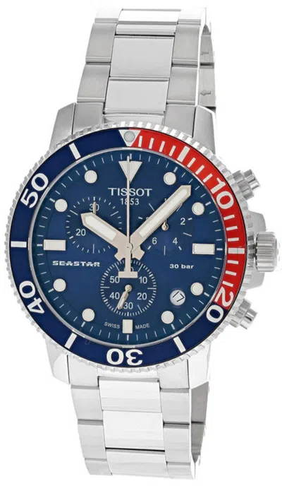 Pre-owned Tissot Seastar 1000 Chrono Qtz Ss 45.5mm Men's Watch T120.417.11.041.03