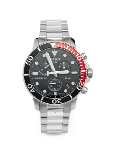 Pre-owned Tissot Seastar 1000 Chronograph 45.5mm Watch In Black