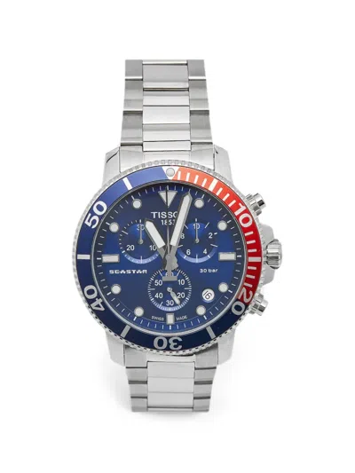 Pre-owned Tissot Seastar 1000 Chronograph 45.5mm Watch In Blue