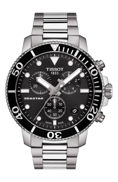 Tissot Seastar 1000 Chronograph Bracelet Watch, 45.5mm In Silver/black/silver