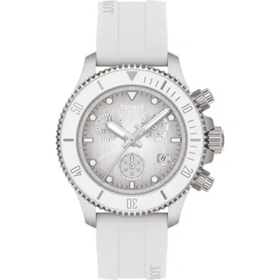 TISSOT TISSOT SEASTAR 1000 CHRONOGRAPH GRAYSCALE SILICONE STRAP WATCH, 38MM