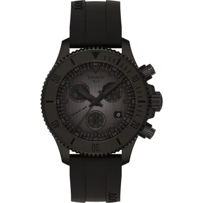 Tissot Seastar 1000 Chronograph Matte Black Silicone Strap Watch, 38mm