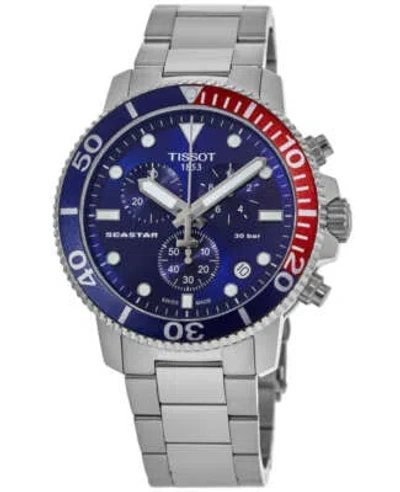 Pre-owned Tissot Seastar 1000 Chronograph Pepsi Blue Men's Watch T120.417.11.041.03