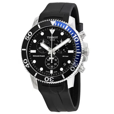 Tissot Seastar 1000 Chronograph Quartz Black Dial Batman Bezel Men's Watch T120.417.17.051.02 In Black / Blue