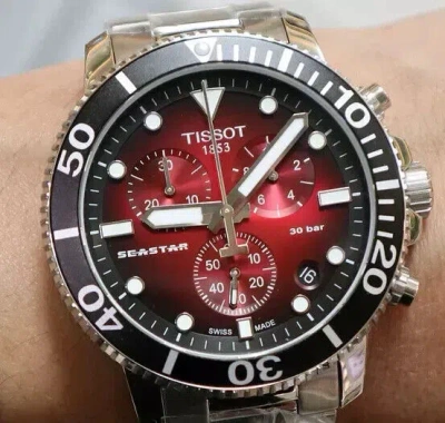 Pre-owned Tissot Seastar 1000 Chronograph T120.417.11.421.00 Men's Wristwatch