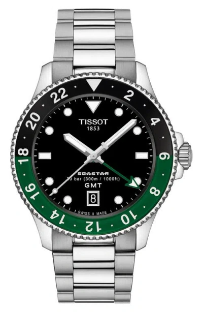 Tissot Seastar 1000 Gmt Bracelet Watch, 40mm In Silver