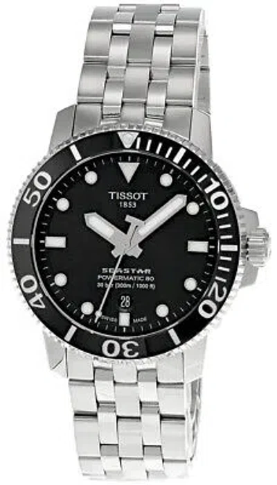 Pre-owned Tissot Seastar 1000 Powermatic 43mm Ss Blk Dial Men's Watch T120.407.11.051.00