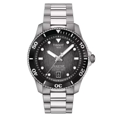 Pre-owned Tissot Seastar 1000 Powermatic 80 40 Mm Black Dial Ss Watch T120.807.11.051.00