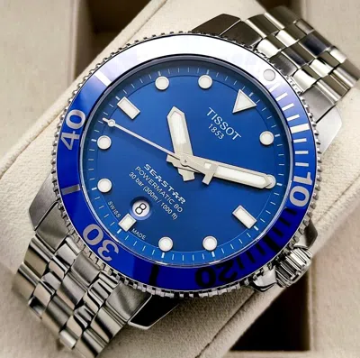 Pre-owned Tissot Seastar 1000 Powermatic 80 Automatic Blue Men's Watch T120.407.11.041.00