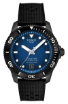 Tissot Men's Swiss Automatic Seastar 1000 Powermatic 80 Black Synthetic Strap Watch 40mm In Blue