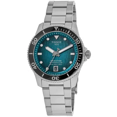Tissot Seastar 1000 Powermatic 80 Turquoise Dial Stainless Steel Men's Watch T120.807.11.091.00 In Blue