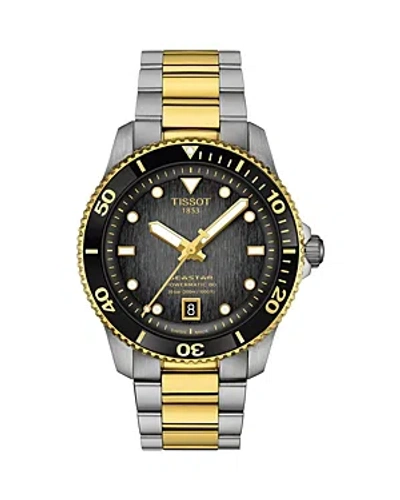 Tissot Seastar 1000 Powermatic 80 Watch, 40mm In Black/two-tone