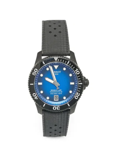 Pre-owned Tissot Seastar 1000 Pvd-coated 40mm Watch In Blue