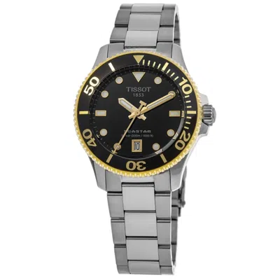 Tissot Seastar 1000 Quartz Black Dial Stainless Steel Women's Watch T120.210.21.051.00 In Metallic