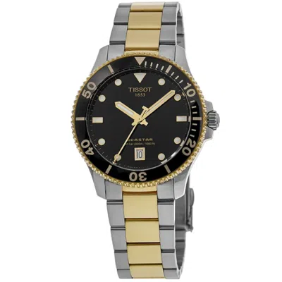 Tissot Men's Swiss Seastar 1000 Two-tone Stainless Steel Bracelet Watch 40mm In Black
