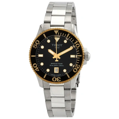 Tissot Seastar 1000 Quartz Black Dial Unisex Watch T1202102105100 In Black / Gold / Gold Tone / Yellow