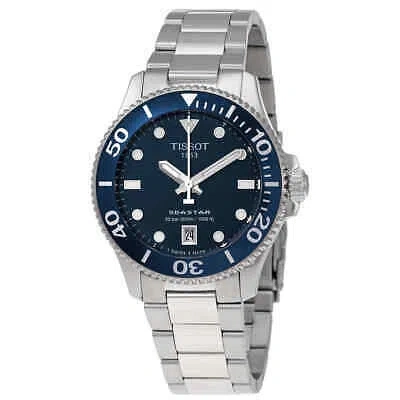 Pre-owned Tissot Seastar 1000 Quartz Blue Dial Ladies Watch T1202101104100