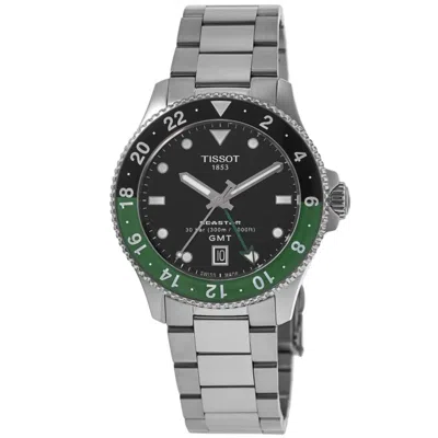 Tissot Seastar 1000 Quartz Gmt Black Dial Steel Men's Watch