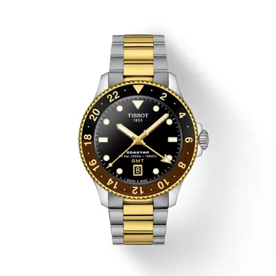 Pre-owned Tissot Seastar 1000 Quartz Gmt Stainless Steel Men's Watch T1208522205100
