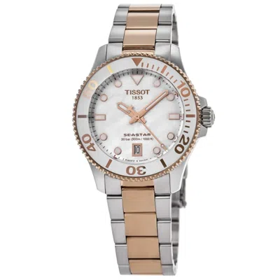 Tissot Seastar 1000 Quartz White Mother Of Pearl Dial Two-tone Steel Women's Watch T120.210.22.111.00
