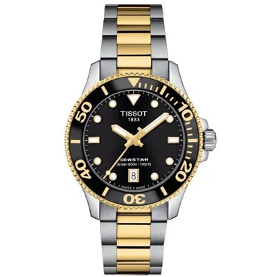 Pre-owned Tissot Seastar 1000 Stainless 36mm Black Dial Round Men's Watch T1202102205100