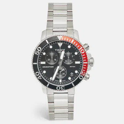 Pre-owned Tissot Seastar 1000 T120.417.11.051.01 Black Dial Stainless Steel Men's Wristwatch 45.50 Mm In Red